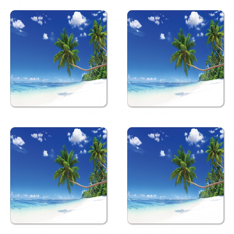 Lagoon Palm Leaf Clouds Coaster Set Of Four