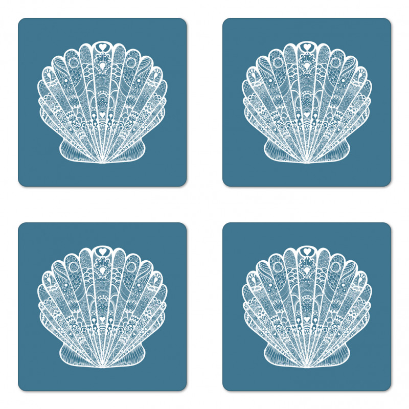 Zentangle Look Sea Shell Coaster Set Of Four