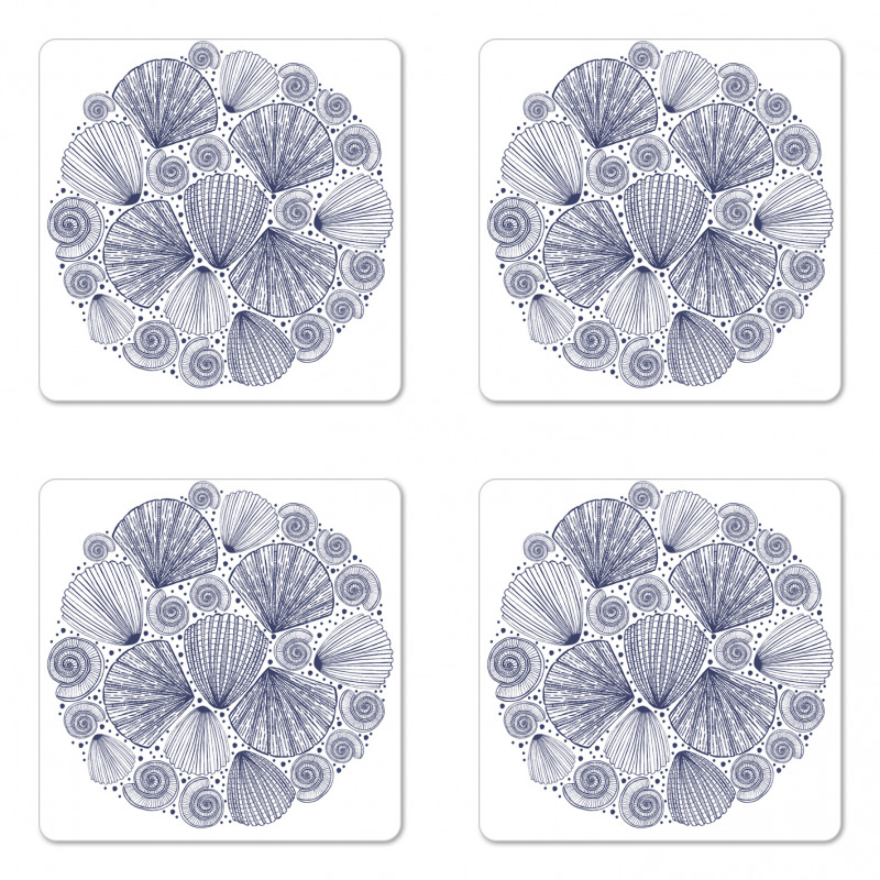 Snail and Sea Shells Art Coaster Set Of Four