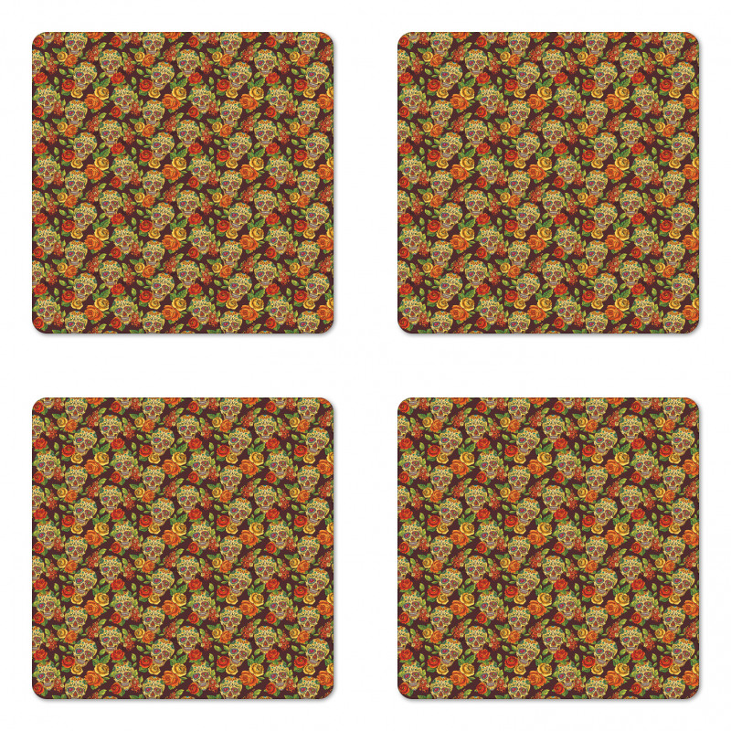 Diamond Flowers Leaves Coaster Set Of Four