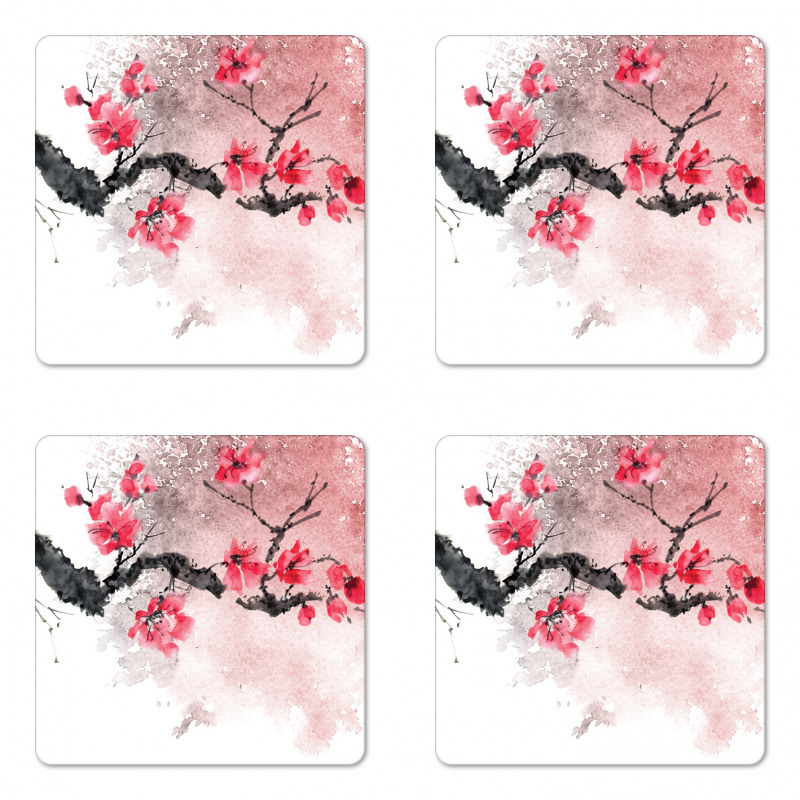 Watercolor Floral Art Coaster Set Of Four