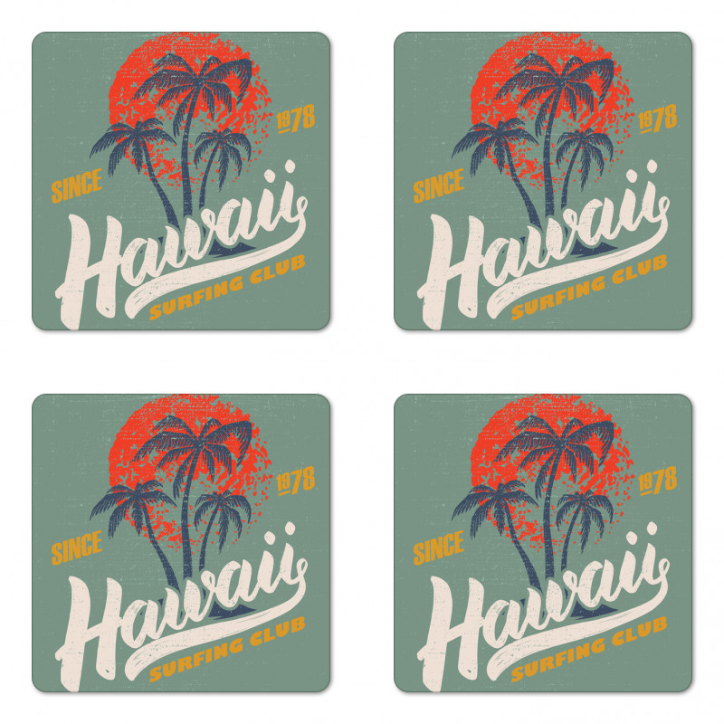 Surfing Club Logo Artwork Coaster Set Of Four