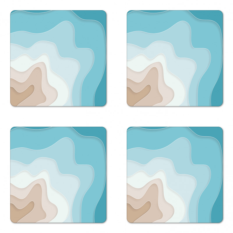Geode Look Abstract Sea Art Coaster Set Of Four