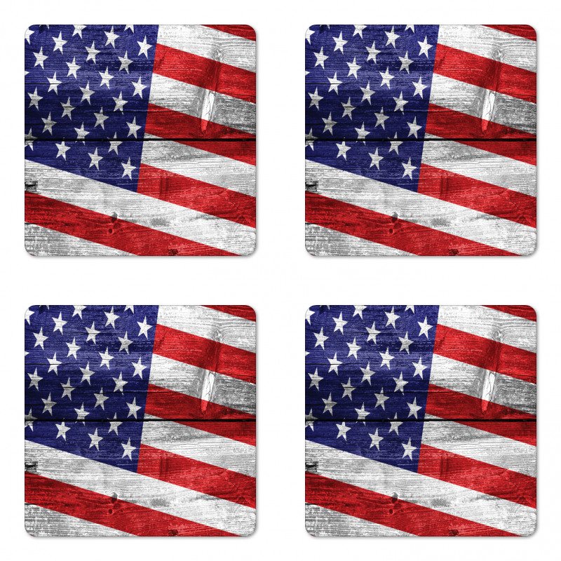 America Patriotic Day Coaster Set Of Four