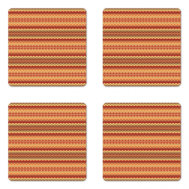 Aztec Folk Ornament Coaster Set Of Four