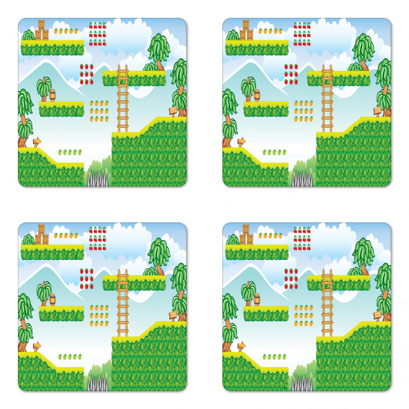 Exotic Tile Game Platform Coaster Set Of Four