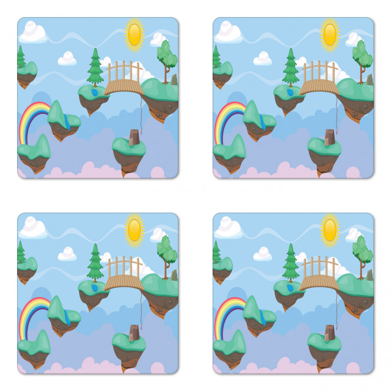 Flying Islands Game Platform Coaster Set Of Four