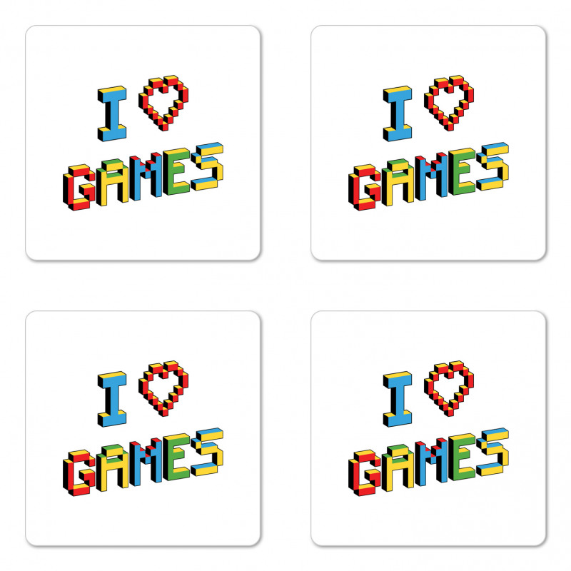 Love Video Games Pixel Art Coaster Set Of Four