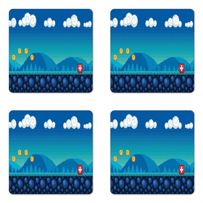 8-Bit Inspired Game Platform Coaster Set Of Four