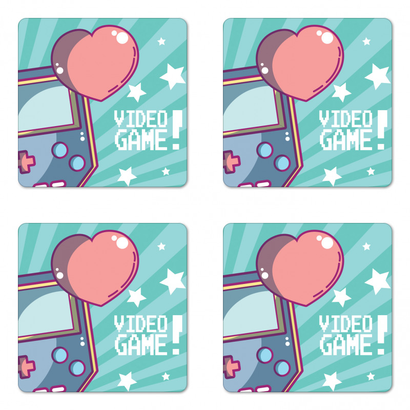 Retro Gameboy Fans Heart Coaster Set Of Four