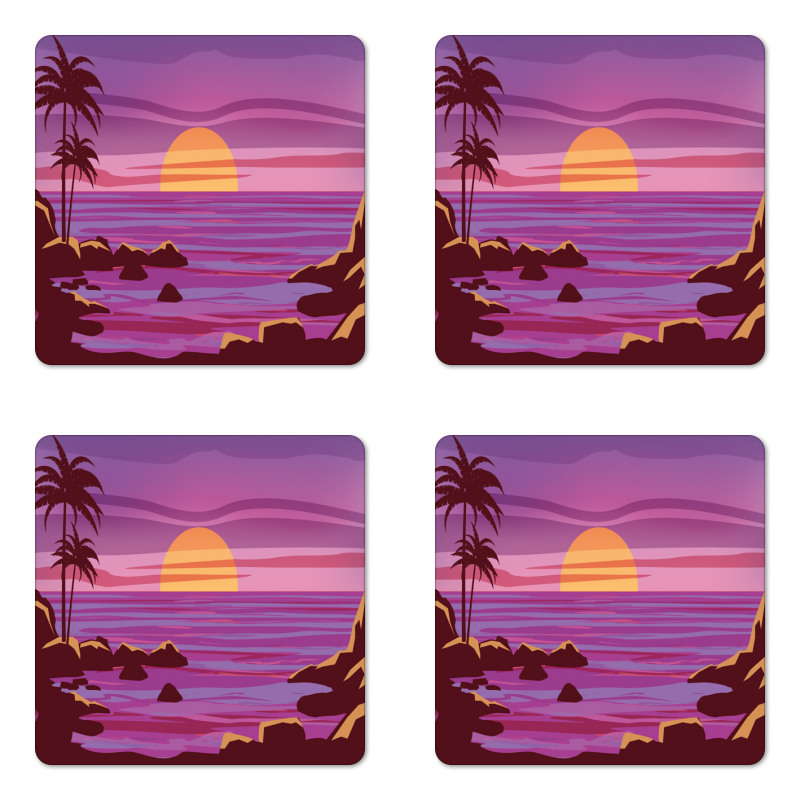 Retro Style Cartoon Beach Coaster Set Of Four