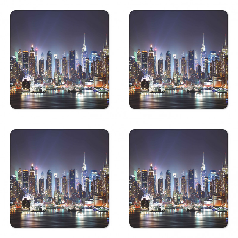 Manhattan Skyline at Night Coaster Set Of Four