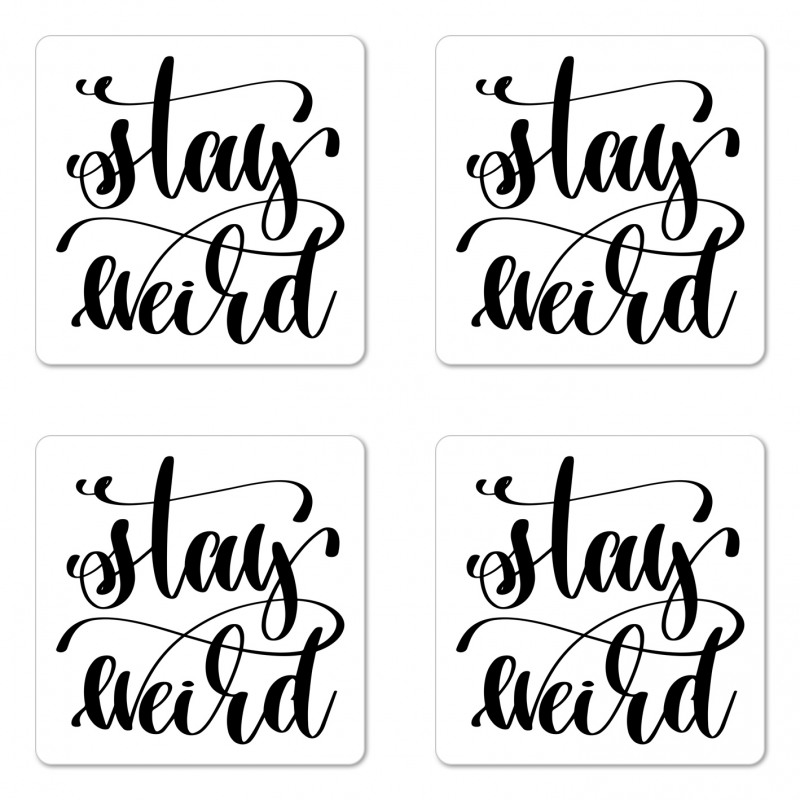 Monochrome Cursive Words Coaster Set Of Four