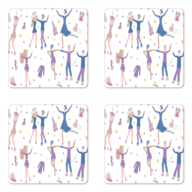 People Winter Performing Coaster Set Of Four