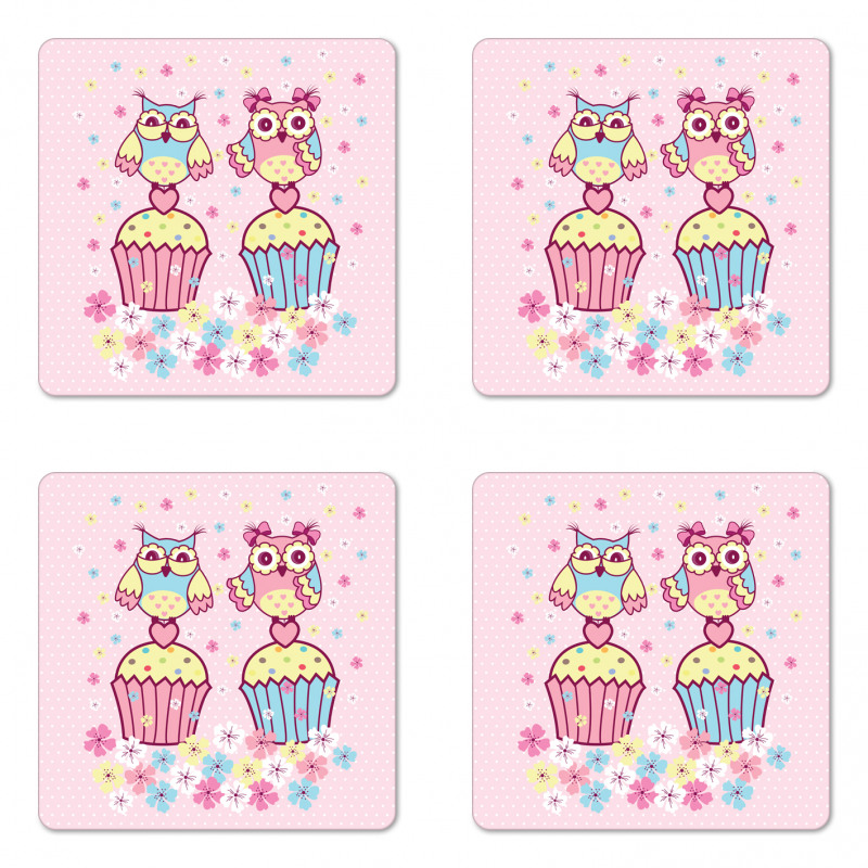 Couples Cupcakes Romantic Coaster Set Of Four