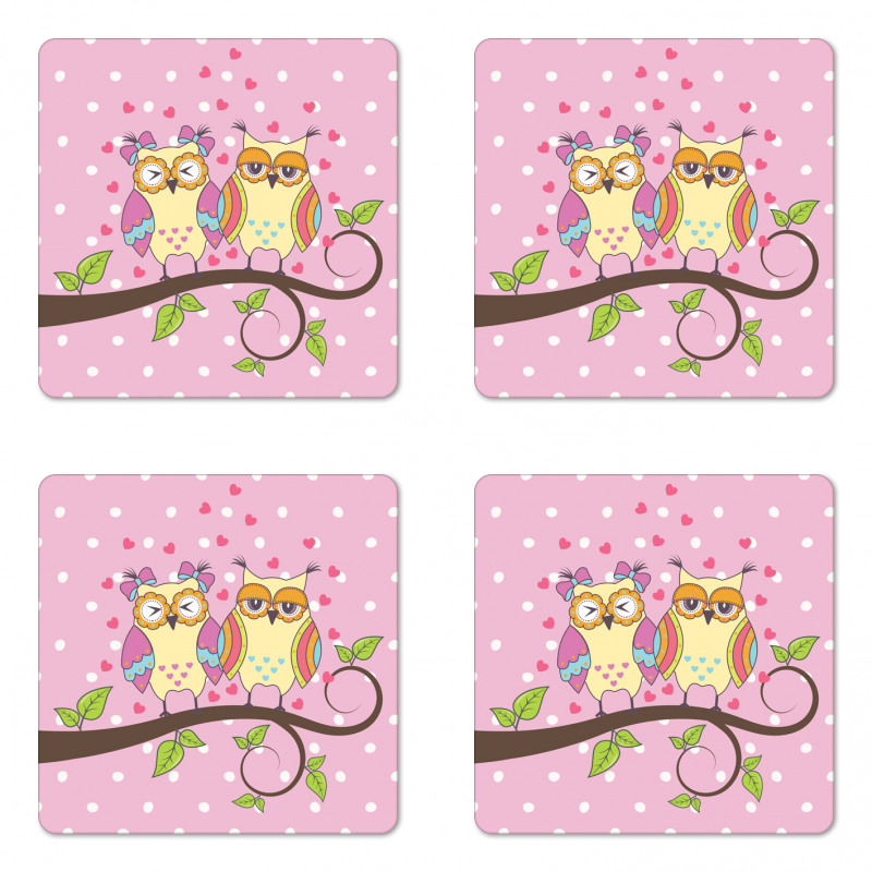 Birds in Love on Branch Coaster Set Of Four