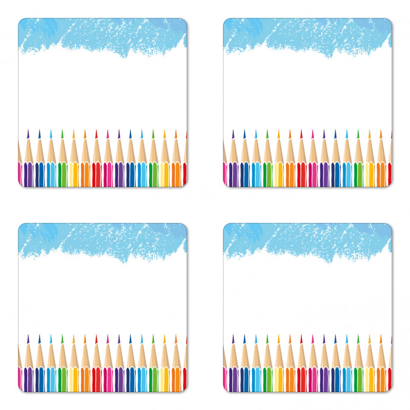 Multicolor Gradient Pencils Coaster Set Of Four