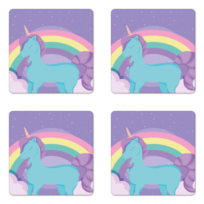 Nursery Rainbow Pony Art Coaster Set Of Four