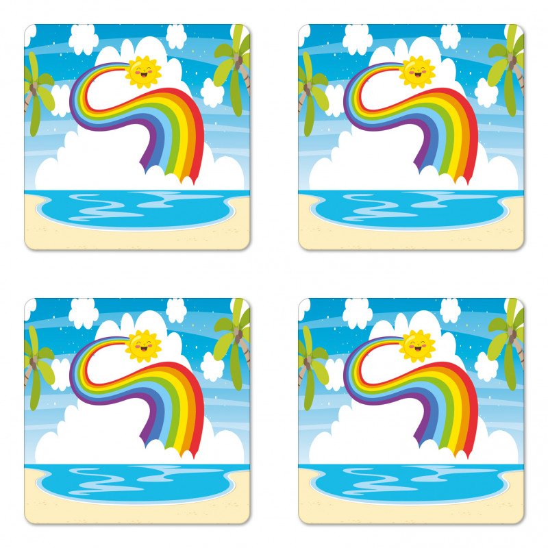 Cartoon Sun Holiday Coaster Set Of Four