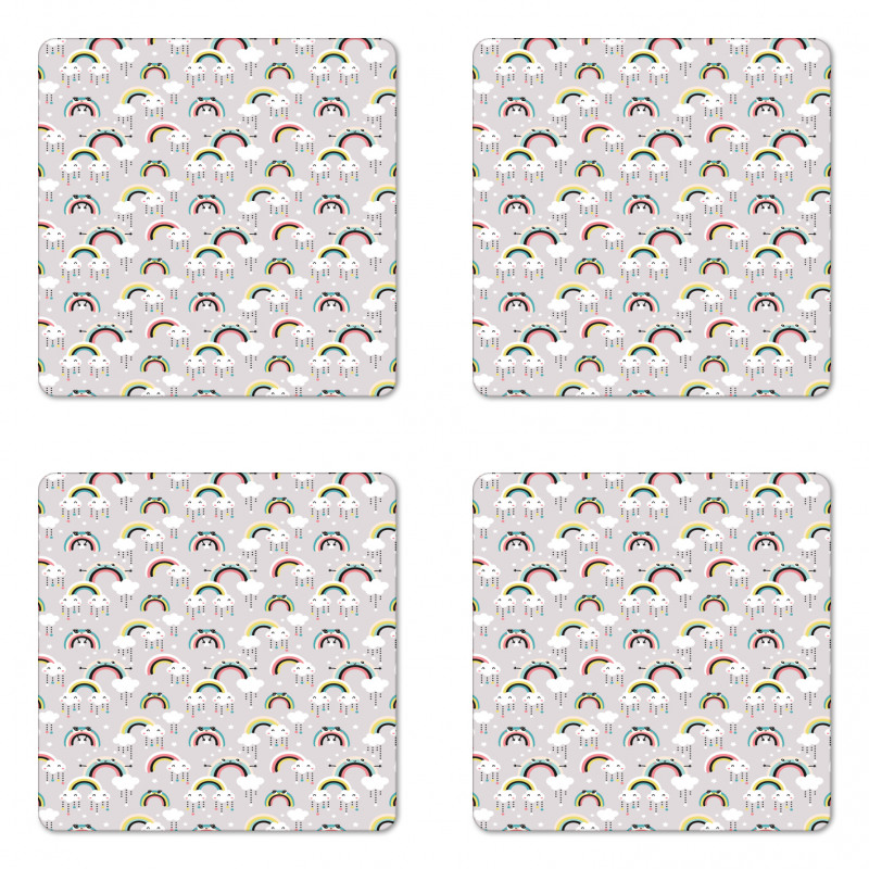 Nursery Theme Clouds Coaster Set Of Four