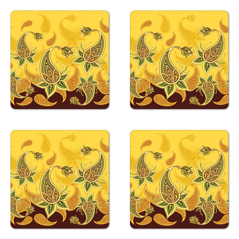 Turkish Floral Ornaments Coaster Set Of Four