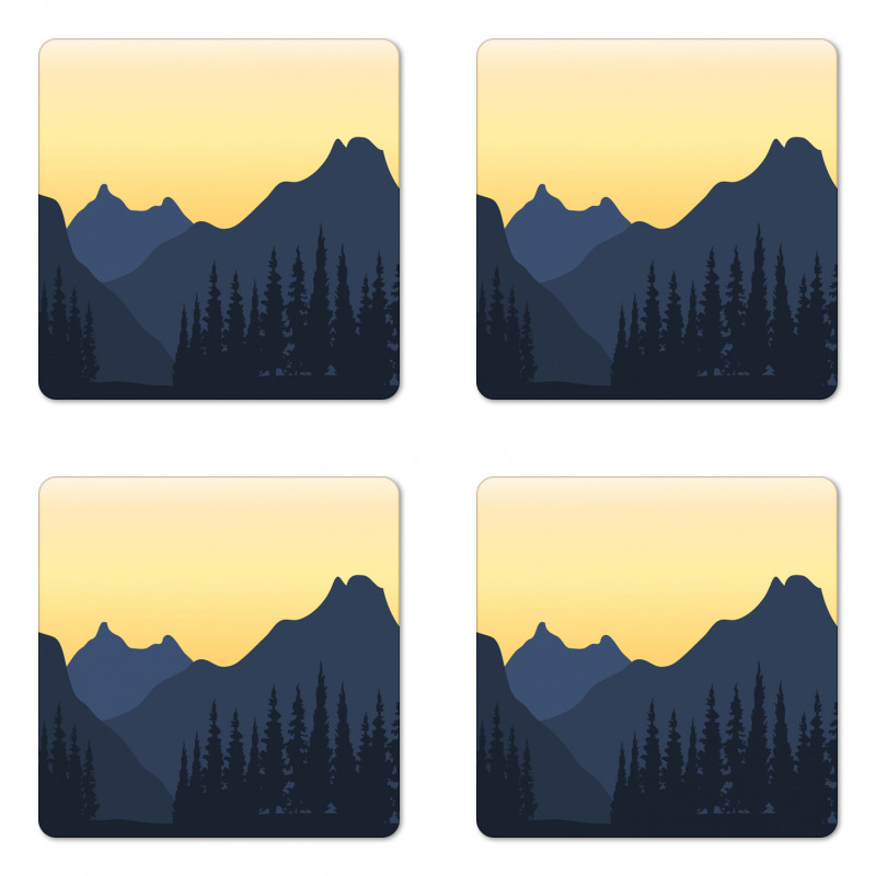 Mountainous Landscape Scene Coaster Set Of Four