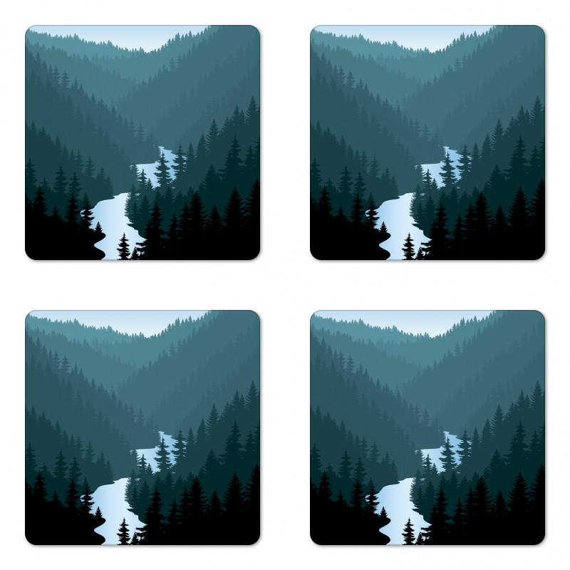 Mountains Forest and River Coaster Set Of Four