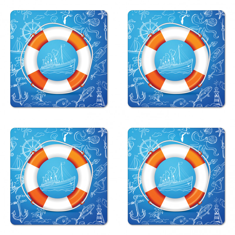 Palm Tree Island Octopus Coaster Set Of Four