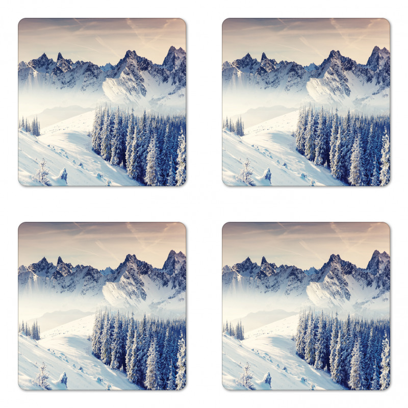 Snowy Winter View Coaster Set Of Four