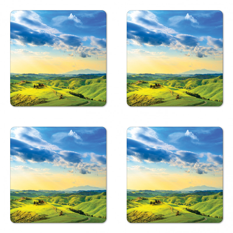 Sunset in Tuscany Rural Coaster Set Of Four