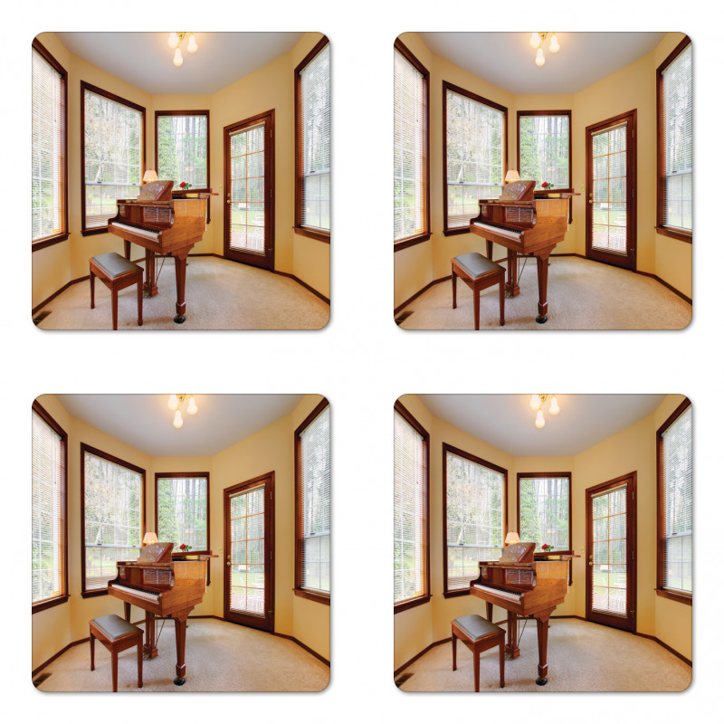 Round Room with Piano Coaster Set Of Four