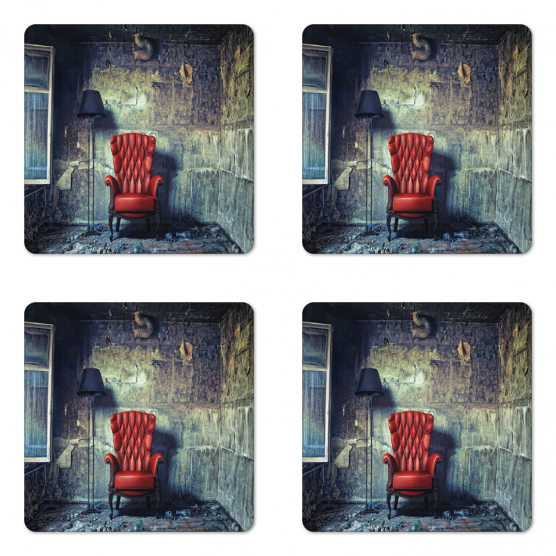 Old Armchair Messy House Coaster Set Of Four