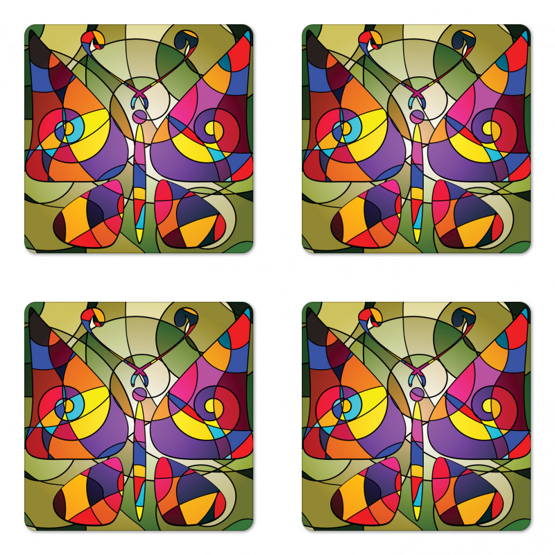 Abstract Butterfly Art Coaster Set Of Four