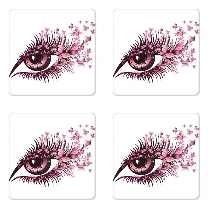 Fairy Woman Eyelashes Coaster Set Of Four