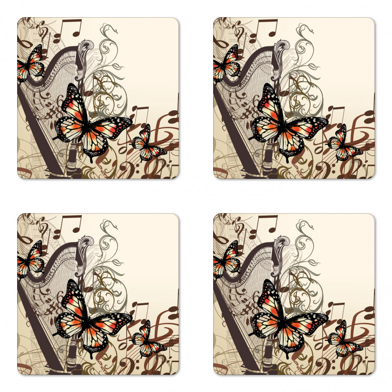 Harp Ornament Butterfly Coaster Set Of Four