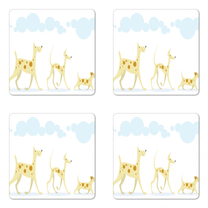 Simplistic Cheery Dogs Coaster Set Of Four