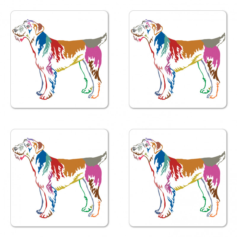 Terrier Shadows Sketch Coaster Set Of Four