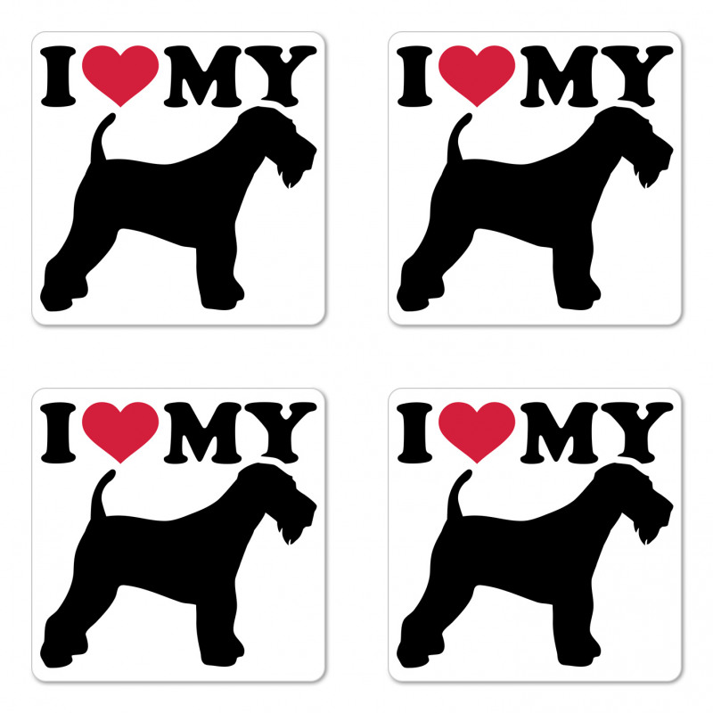 I Love My Terrier Dog Love Coaster Set Of Four