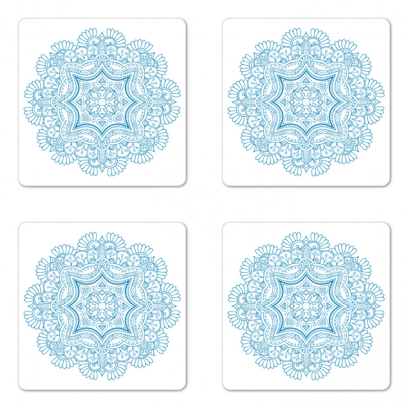 Monotone Floral Round Coaster Set Of Four