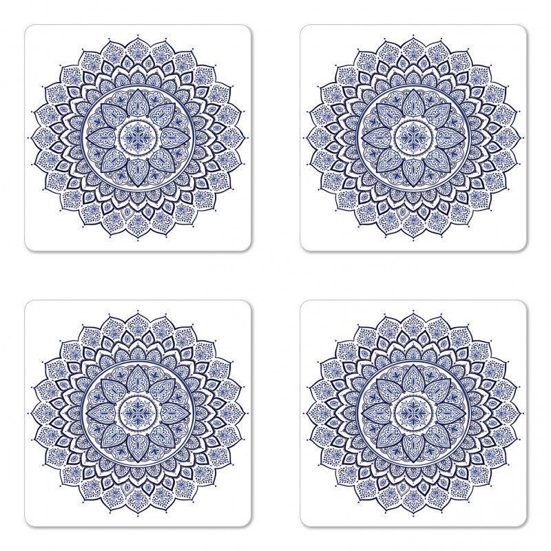 Meditative Floral Art Coaster Set Of Four