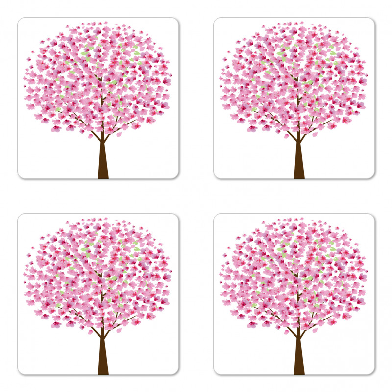 Simple Cherry Tree Blossom Coaster Set Of Four