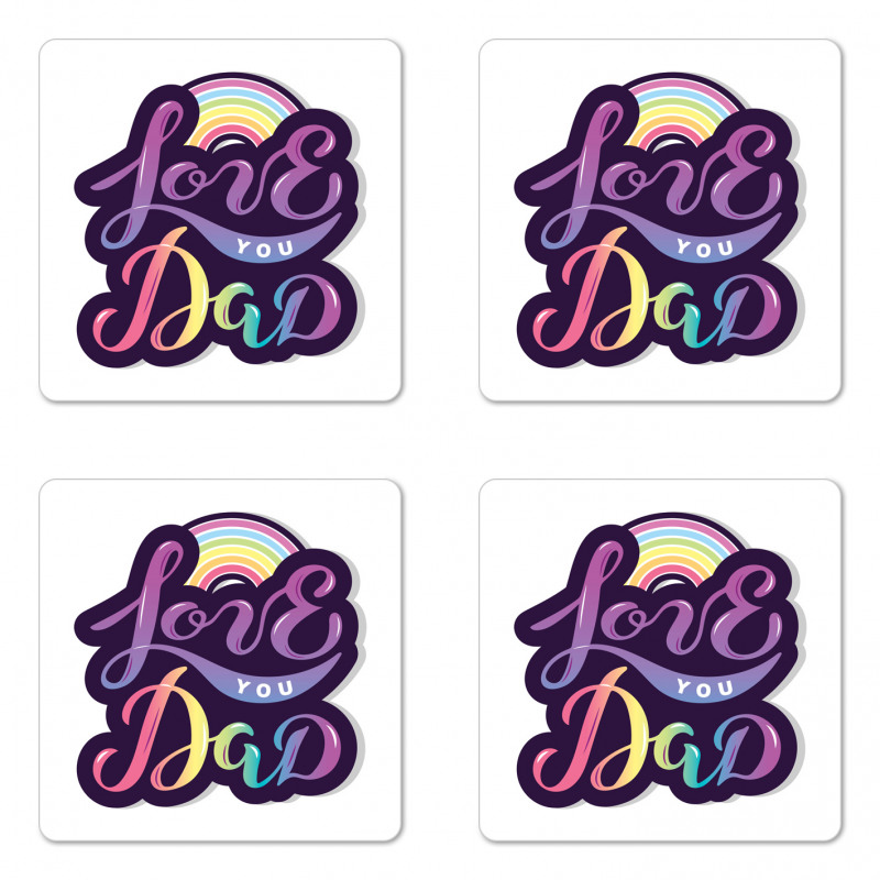 Colorful Bubbly Text Coaster Set Of Four