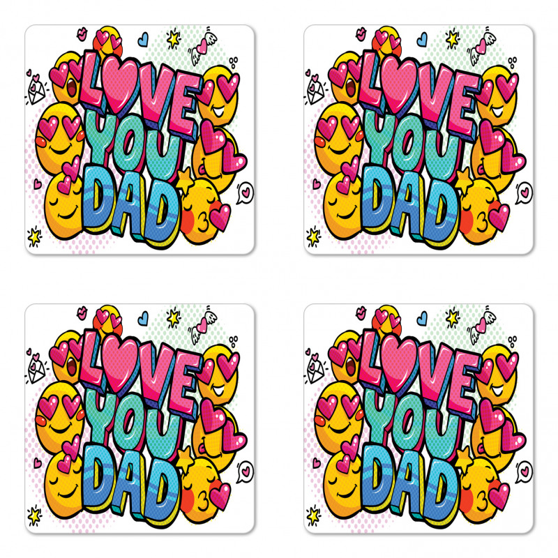 Emoji Smileys Love Dad Coaster Set Of Four