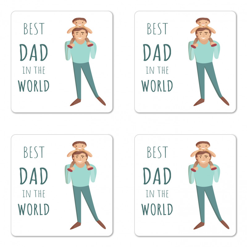 Man Carrying His Child Coaster Set Of Four