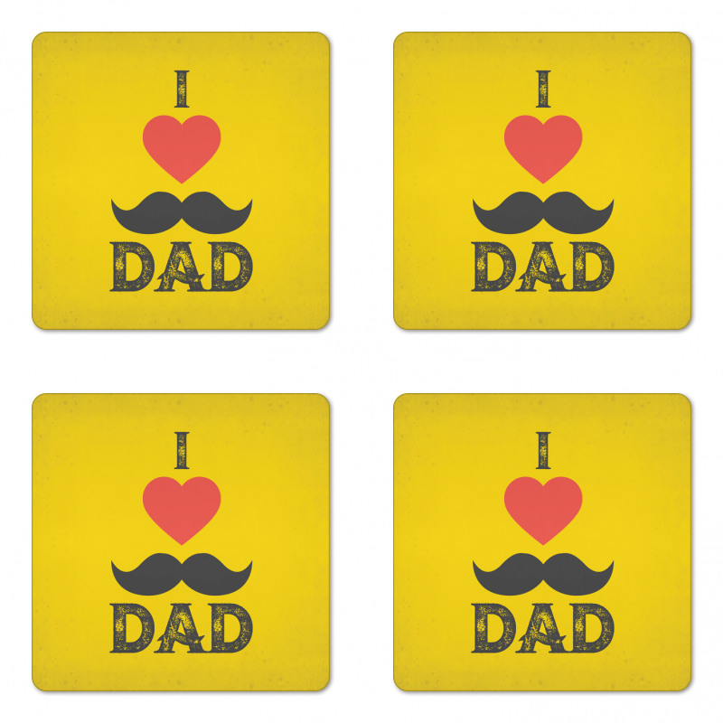 Grunge Heart Mustache Coaster Set Of Four