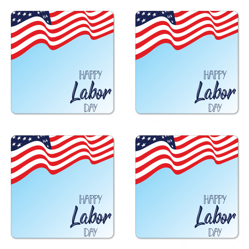 Waving Flag and Wording Coaster Set Of Four