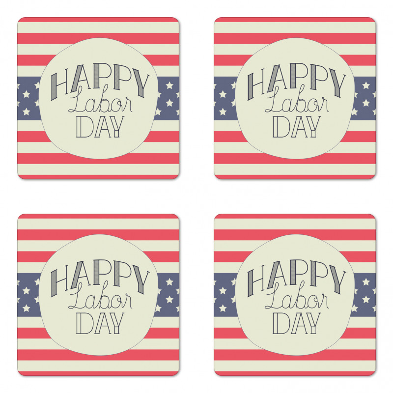 Pastel Tone Emblem Style Coaster Set Of Four