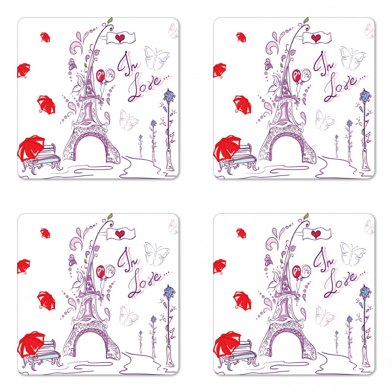 Doodle Romantic Paris Coaster Set Of Four