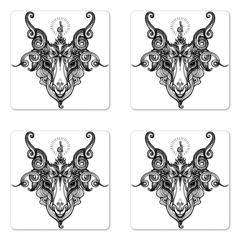 Satanic Goat Head Sketch Coaster Set Of Four