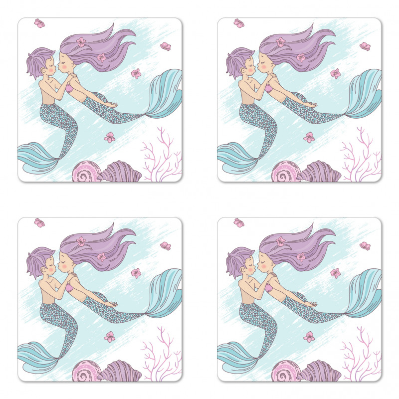 Underwater Couple Coaster Set Of Four